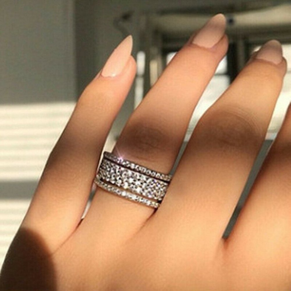 New 925 Sterling Silver Diamond Beautiful Ring - Picture 3 of 4
